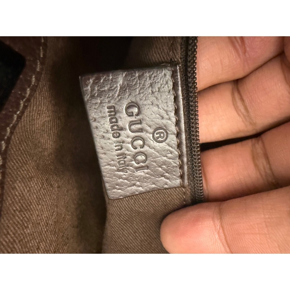 Gucci Abbey GG Monogram Canvas Leather Shoulder Bag Brown w/ issue Cert of Auth - Picture 9 of 10